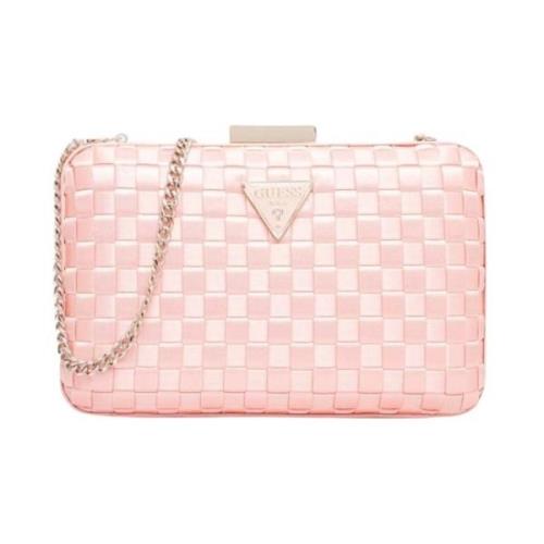 Guess Flätad Twiller Clutch - Axelväska Pink, Dam