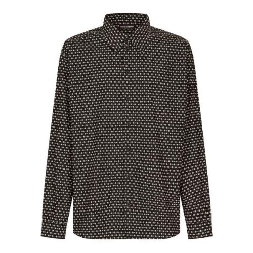 Dolce & Gabbana Logo Print Oversized Poplin Shirt Black, Herr