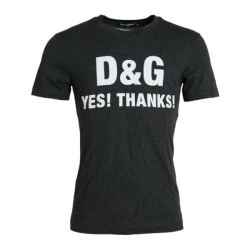 Dolce & Gabbana Grå Logo Print Crewneck T-shirt Gray, Herr