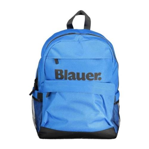 Blauer Blå Polyester Ryggsäck med Flera Fack Blue, Herr