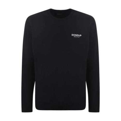 Dondup Svart Crewneck Logo Tröja Bomull Black, Herr