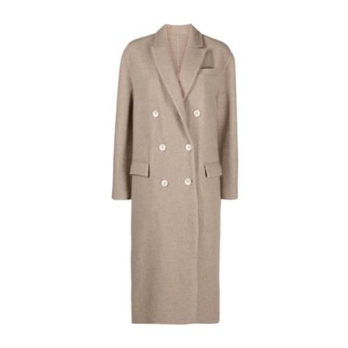 Brunello Cucinelli Beige Cashmere Double-Breasted Coat Beige, Dam