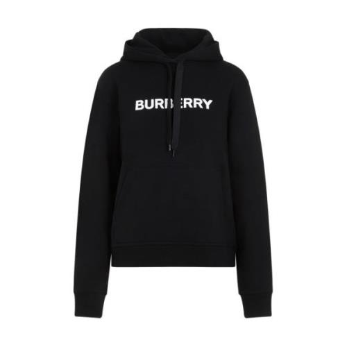 Burberry Svart Logotyp Hoodie Sweatshirt Black, Dam