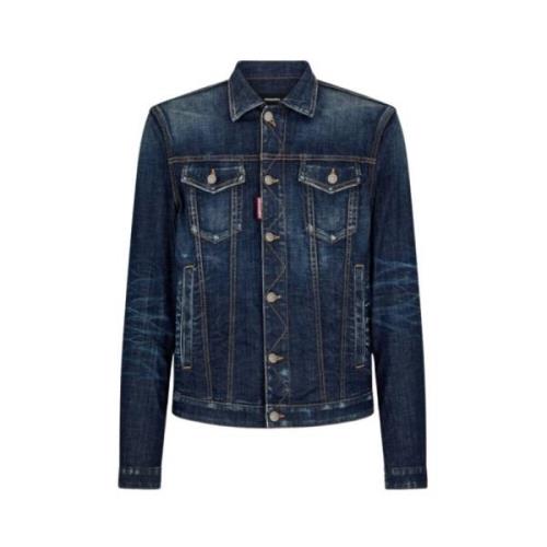 Dsquared2 Denimjacka Slim Fit Kontrastsömmar Blue, Herr