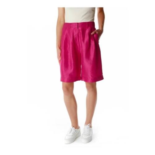 Munthe Högmidjade klassiska shorts med bältesögla Pink, Dam