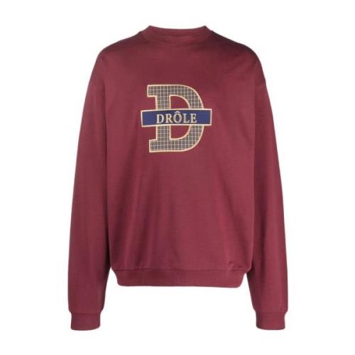 Drole de Monsieur Röd Bourgogne Broderad Sweatshirt Red, Herr