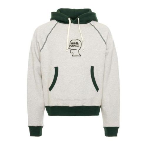 Brain Dead Logo Head Raglan Fleece Hoodie White, Herr