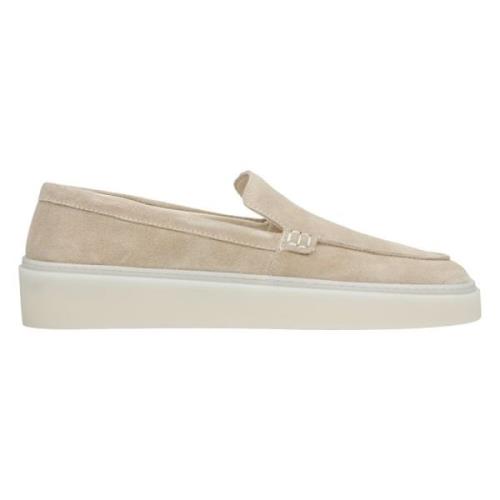 Estro Kvinnors Beige Loafers tillverkade av Äkta Italiensk Velour Er00...