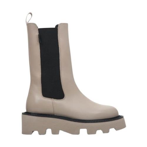 Estro Kvinnors Beige Läder Chelsea Boots för Höst Er00112211 Beige, Da...