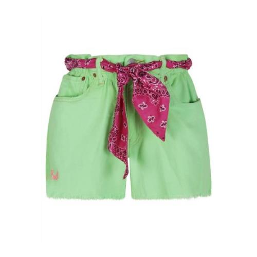 MC2 Saint Barth Fluorescerande Grön Denim Candy Shorts Green, Dam