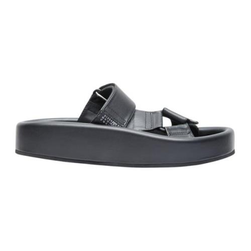 MM6 Maison Margiela Läder Plattformsandaler Black, Dam