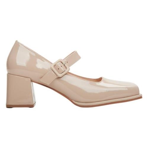 Estro Beige Patentläder Mary Jane Pumps Beige, Dam