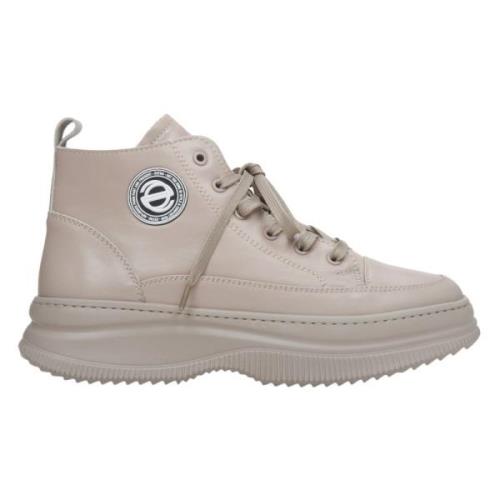 Estro Kvinnors Beige Läder High-Top Sneakers Er00113468 Beige, Dam