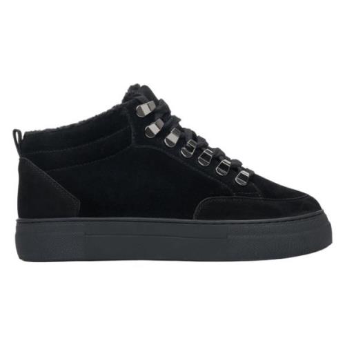 Estro Kvinnors Svarta High-Top Sneakers gjorda av Äkta Nubuck Er001122...