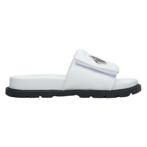 Estro Kvinnors Vita Vadderade Läder Slide Sandaler Er00113073 White, D...