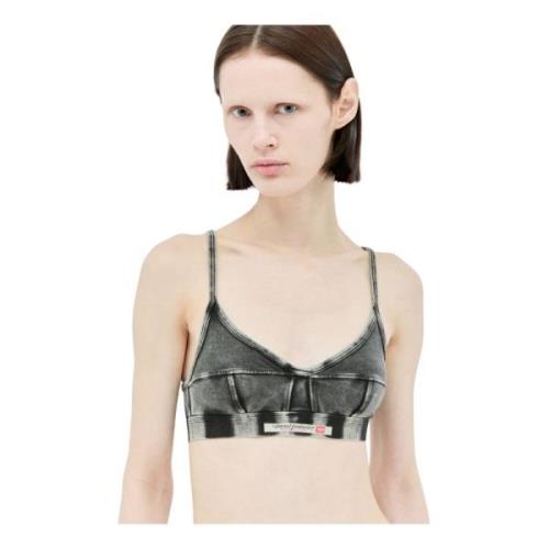 Diesel Denim Print Soft Cup Bra Gray, Dam