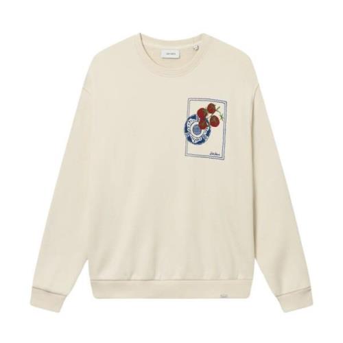 Les Deux Bomull Crewneck Sweatshirt med Screen Print Beige, Herr