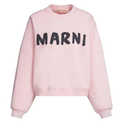 Marni Ekologiskt bomullsweatshirt med Maxi-logotyp Pink, Dam