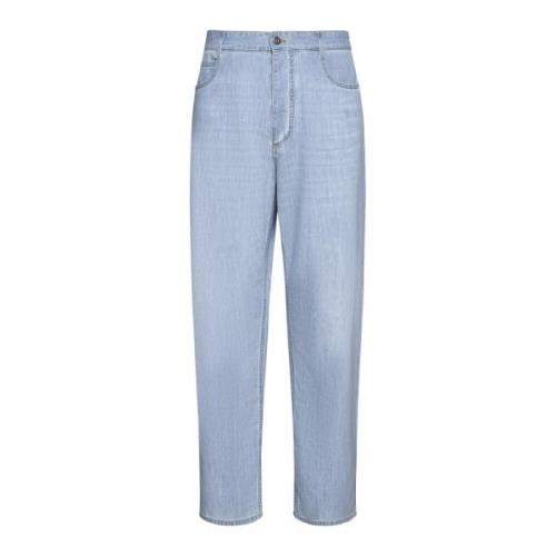 Bottega Veneta Stiliga Denim Jeans i Vit/Blå Blue, Herr