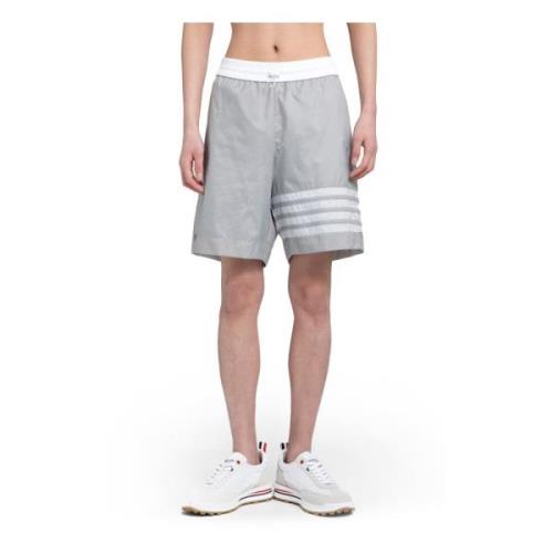 Thom Browne Ultra Light Nylon Rip Mid Thigh Shorts Gray, Herr