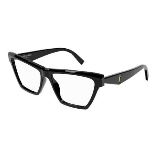 Saint Laurent Black Gold Logo Eyewear Frames Black, Unisex