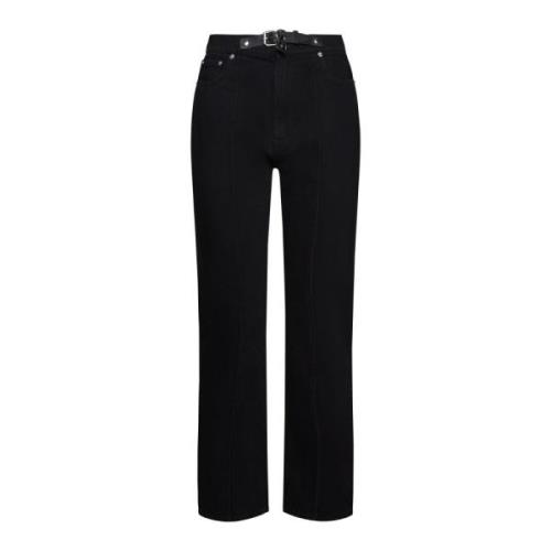 JW Anderson Svarta Hänglåsrem Slim Fit Jeans Black, Dam