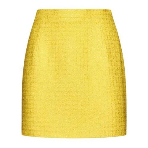 Alessandra Rich Gul Tweed Check A-Linje Kjol Yellow, Dam