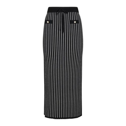 Alessandra Rich Svart Jacquard Pinstripe Kjol Black, Dam