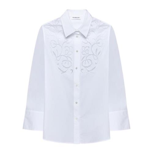 P.a.r.o.s.h. Vit Bomull Poplin Broderie Anglaise Skjorta White, Dam