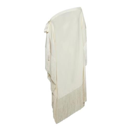 Taller Marmo Vit Fransad Kaftan Klänning White, Dam