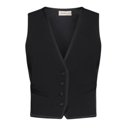 Blanca Vita Elegant Gilet Top Black, Dam