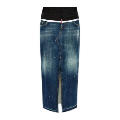 Dsquared2 Kjol tillverkad av kombinerade material Blue, Dam