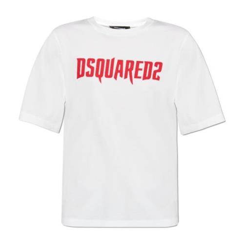 Dsquared2 Tryckt T-shirt White, Dam