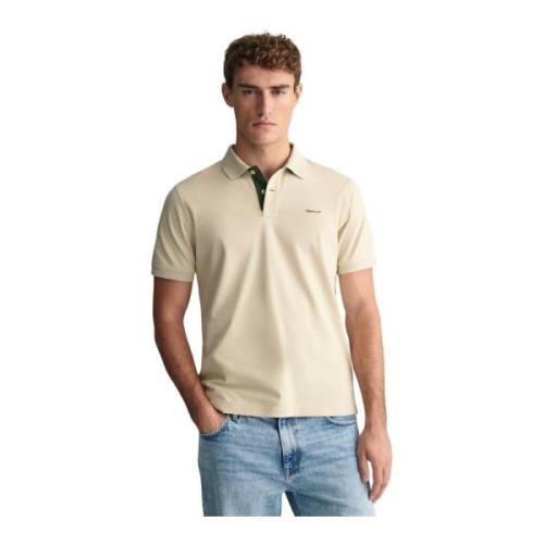 Gant Stretch Bomull Regular Fit Polo Beige, Herr