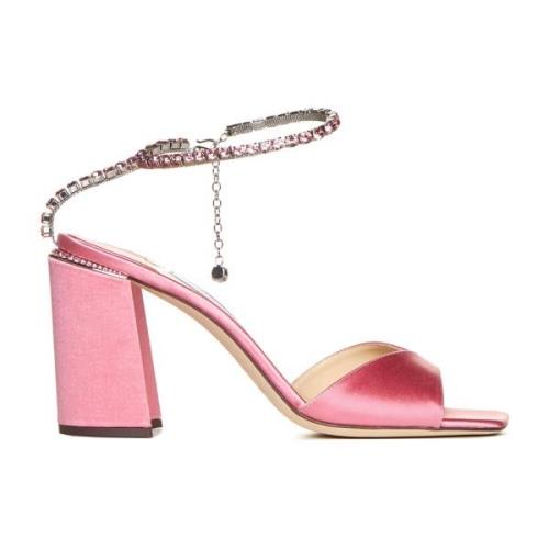 Jimmy Choo Kristallprydda Rosa Sandaler Pink, Dam