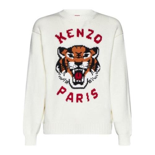 Kenzo Fiskarstickad Tiger Sweater Beige, Herr