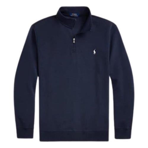 Ralph Lauren Navy Half Zip Sweatshirt Blue, Herr