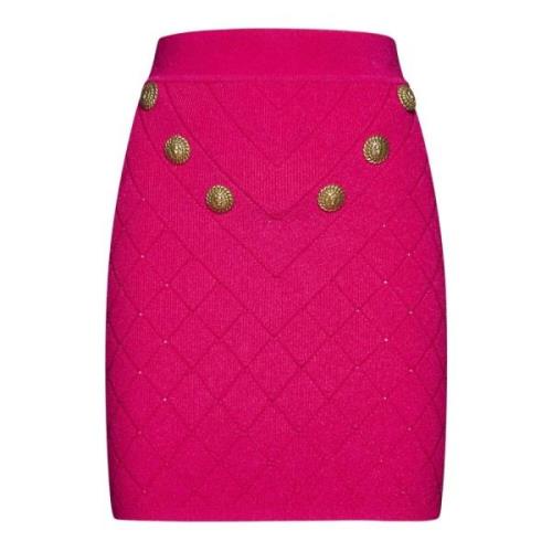 Balmain Fuchsia Diamantmönstrad Kjol Pink, Dam