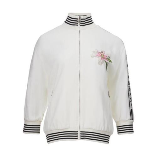 Dolce & Gabbana Broderad Dragkedja Sweatshirt White, Dam