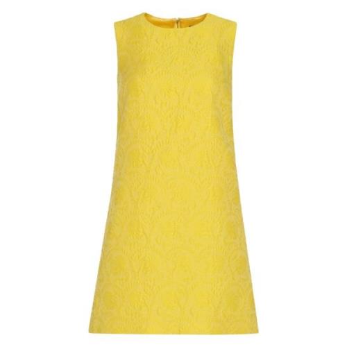 Dolce & Gabbana Blommig Jacquard Mini Klänning Yellow, Dam