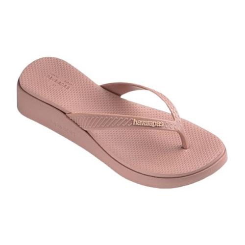 Havaianas Rosa Hög Plattform Flip Flops Pink, Dam