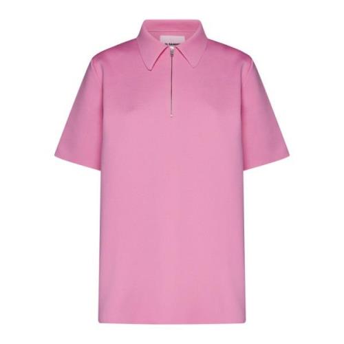 Jil Sander Rosa Polo Zip T-shirt Pink, Dam