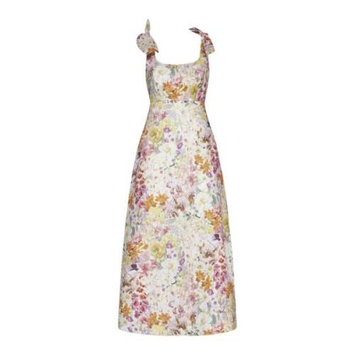 Zimmermann Harmony Tie Shoulder Midi Klänning Multicolor, Dam