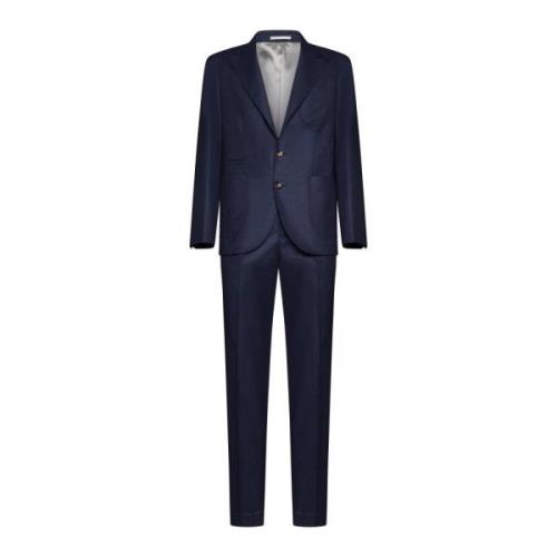 Brunello Cucinelli Blå Ull Blazer Enkelknäppt Stil Blue, Herr