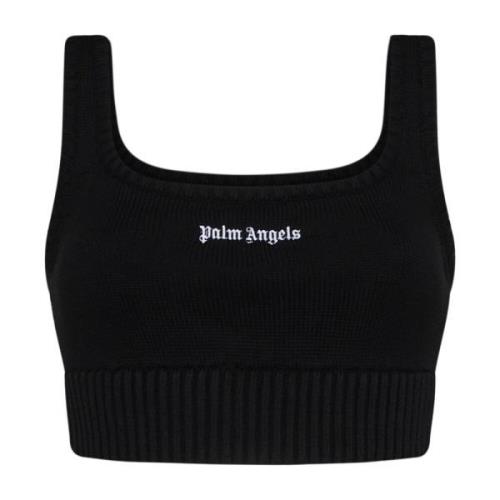 Palm Angels Klassiskt Logotypstickad Topp Black, Dam