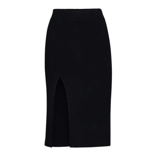 Filippa K Svart Ribbstickad Kjol Black, Dam