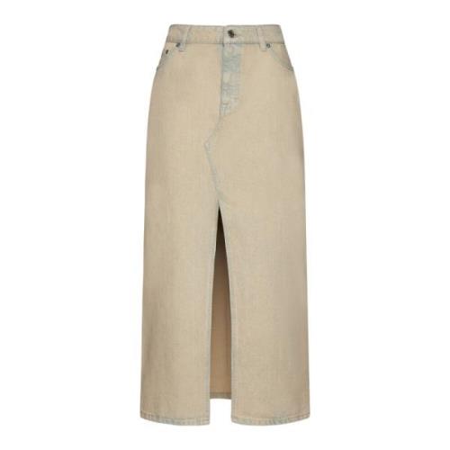 Filippa K Beige Denimkjol med Logodetalj Beige, Dam