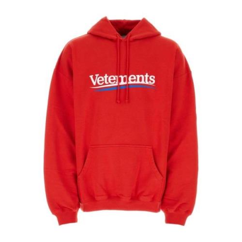 Vetements Röd Bomullsblandad Sweatshirt Red, Herr