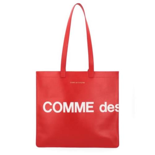 Comme des Garçons Röd Läder Huge Logo Shoppingväska Red, Dam