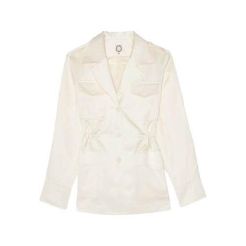 Ines De La Fressange Paris Neva ivory cotton satin jacket Beige, Dam